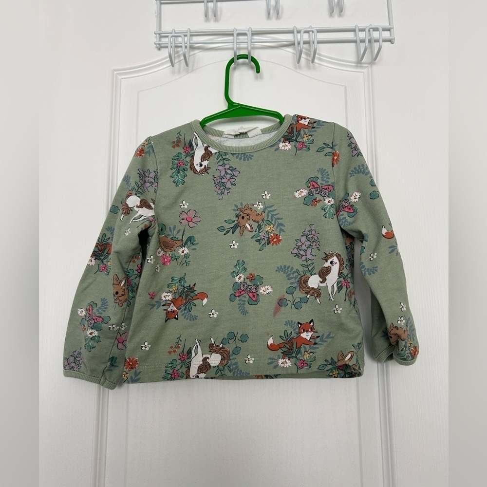 Kids Sage Green Animal Print Long Sleeve Top